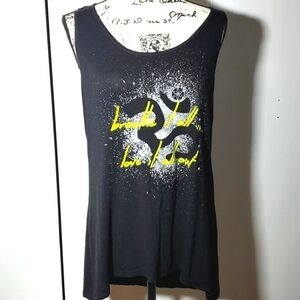 GAIAM- Graphic Yoga Tank Top " Breathe it all in, Love it all out" Black Sz.XL